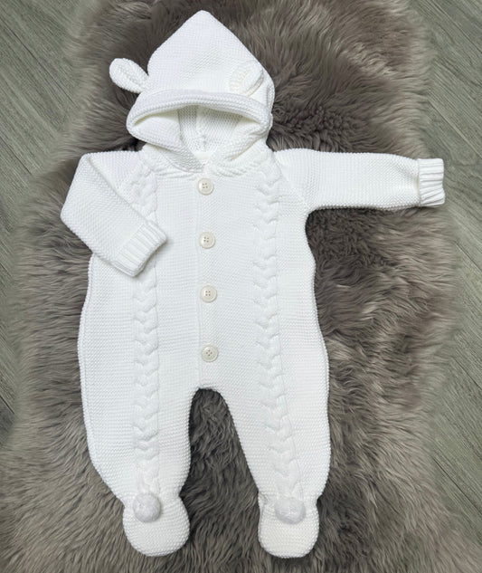 White Cable Knit Romper