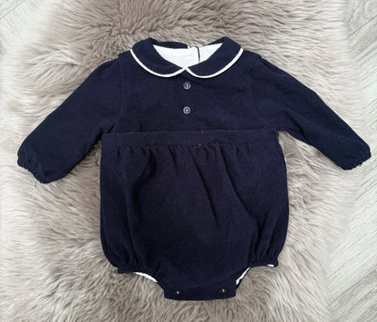 Navy & White Trim Romper