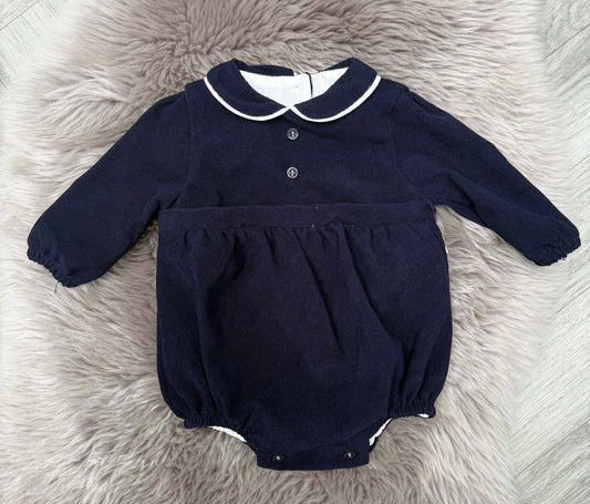 Navy & White Trim Romper