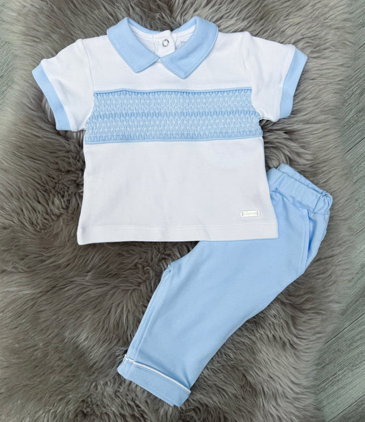 Blue&White smock cotton set