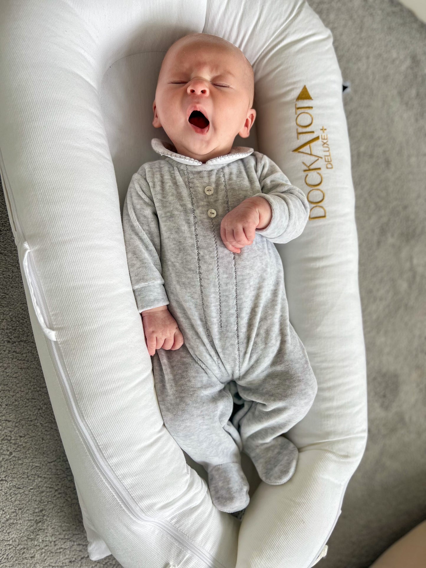 Grey Velour Babygrow