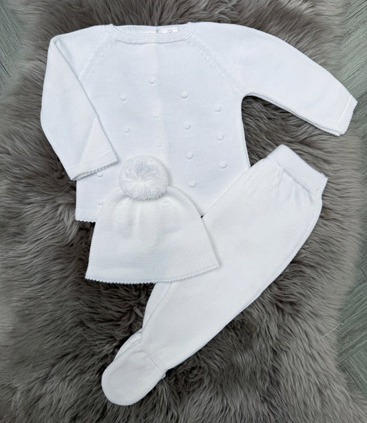 White Spotted 2 Piece Including Hat