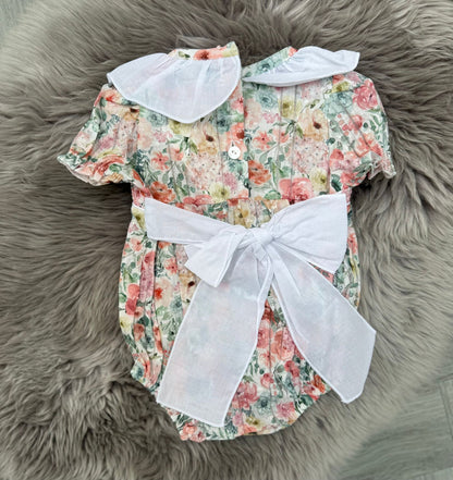 Flowery Romper With Bow