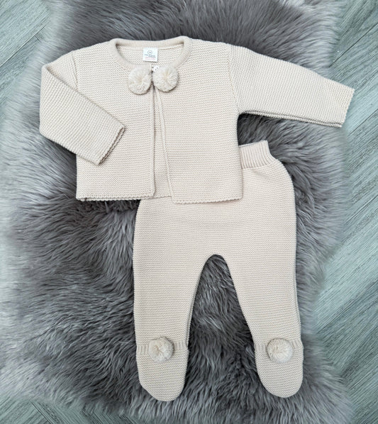 Beige Pom Pom 2 Piece