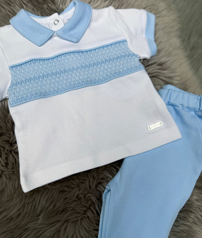 Blue&White smock cotton set