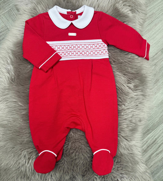 Red Smock Babygrow