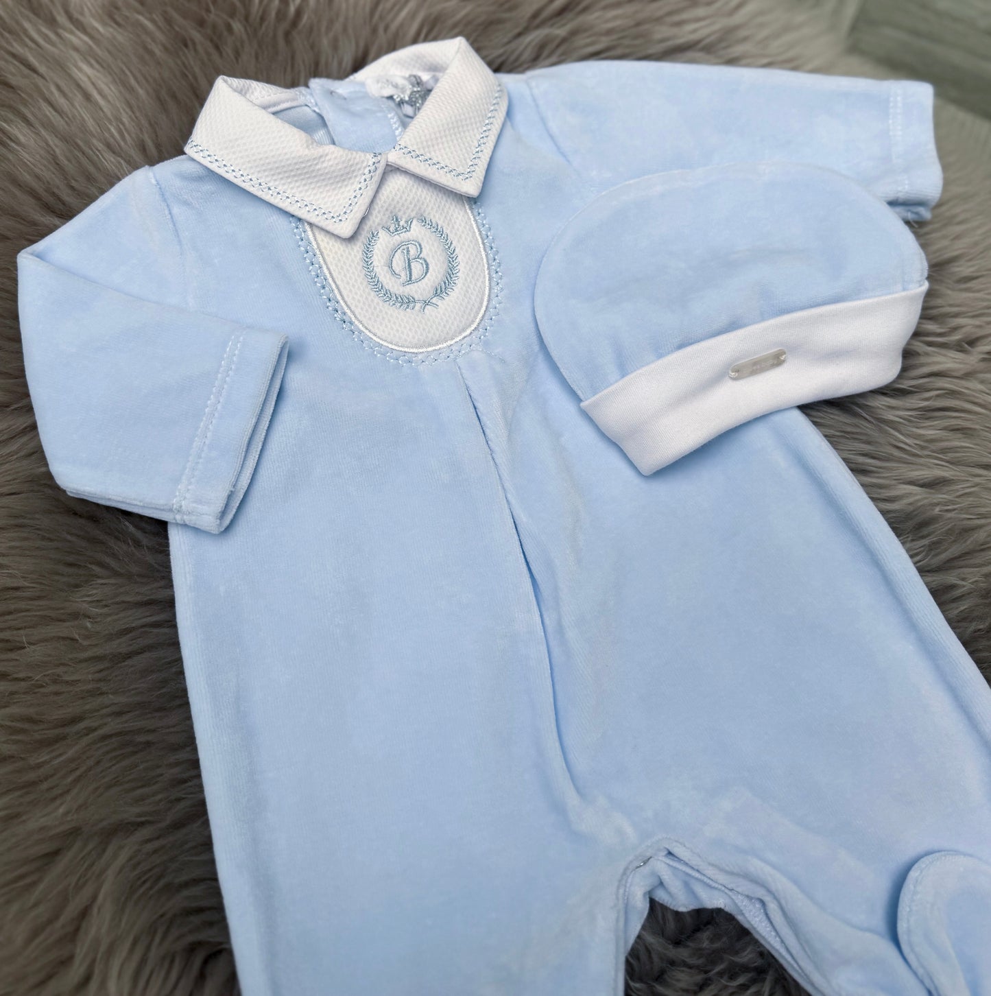 Blue Velour 3 Piece