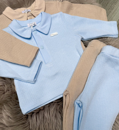 Beige Knit Polo Set