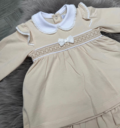 Beige Dress & Bloomers