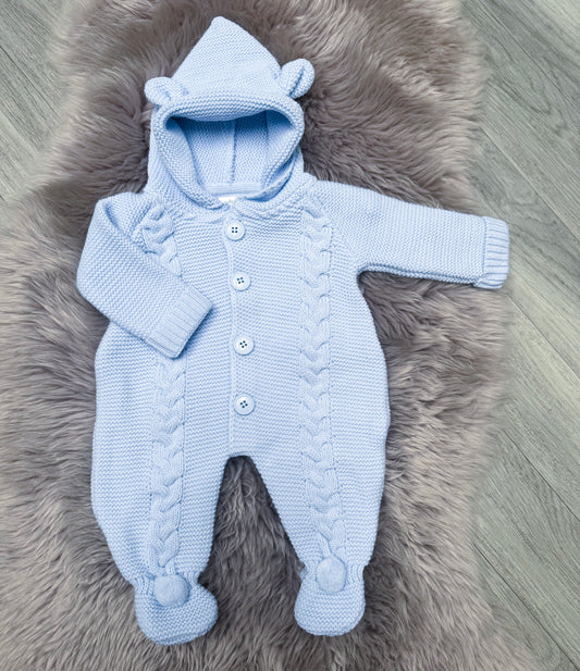Blue Cable Knit Romper