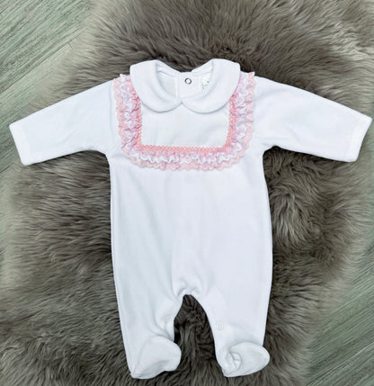 White Polly Velour Romper