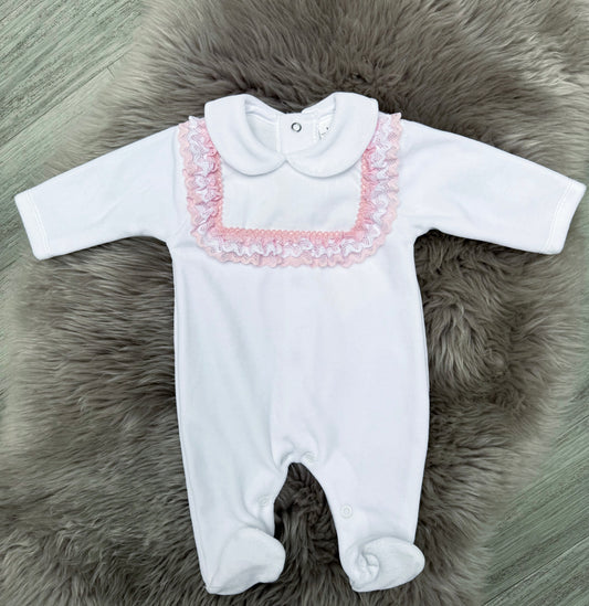 White Polly Velour Romper
