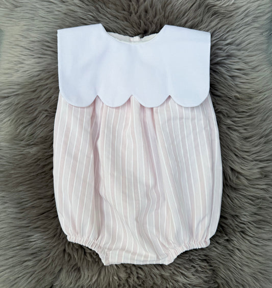 Pink Romper With Scallop Collar
