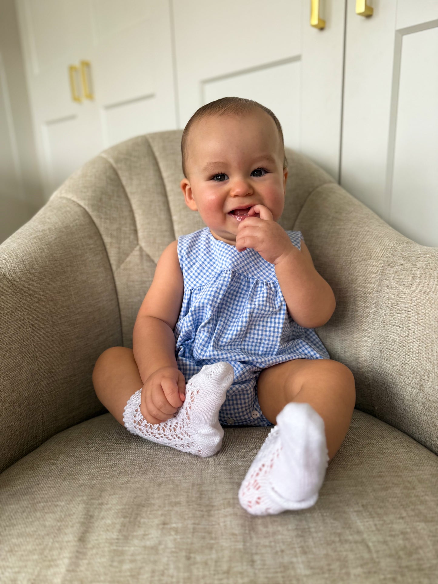 Blue Check Romper