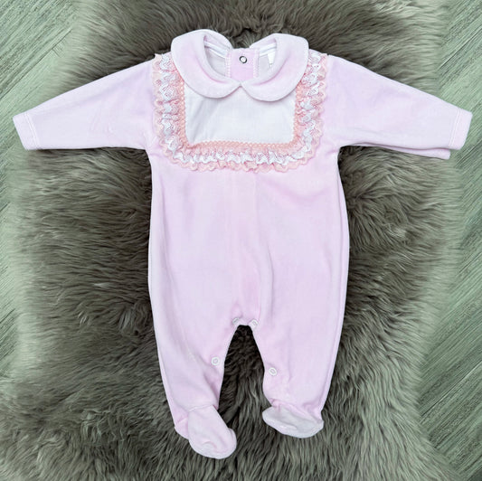 Pink Polly Velour Romper