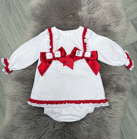 White & Red Dress With Bloomers