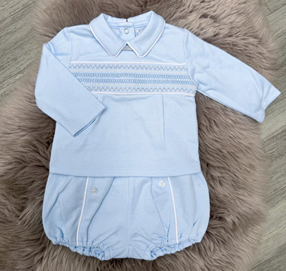 Blue Smock Short Set