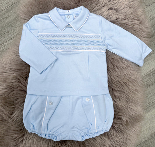 Blue Smock Short Set
