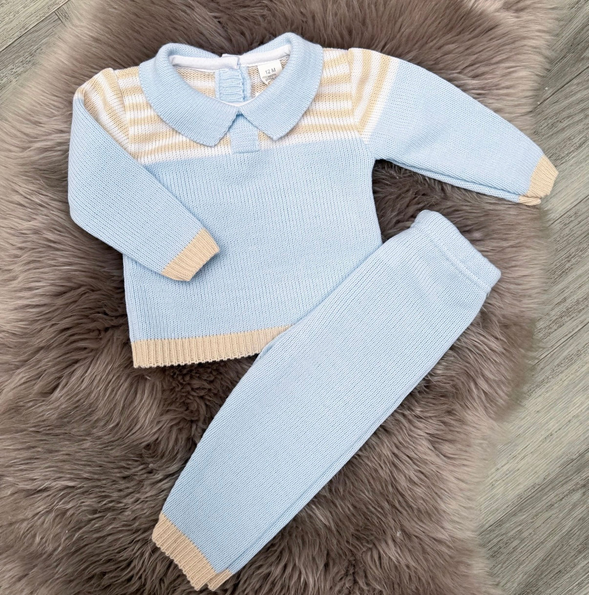 Blue&Beige Knit Set