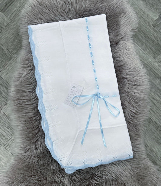 White Blanket With Blue Bow