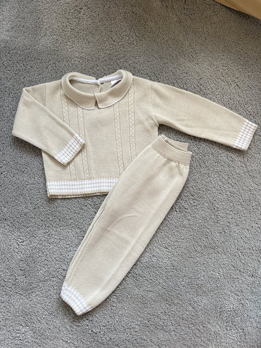 9-12m beige knit set