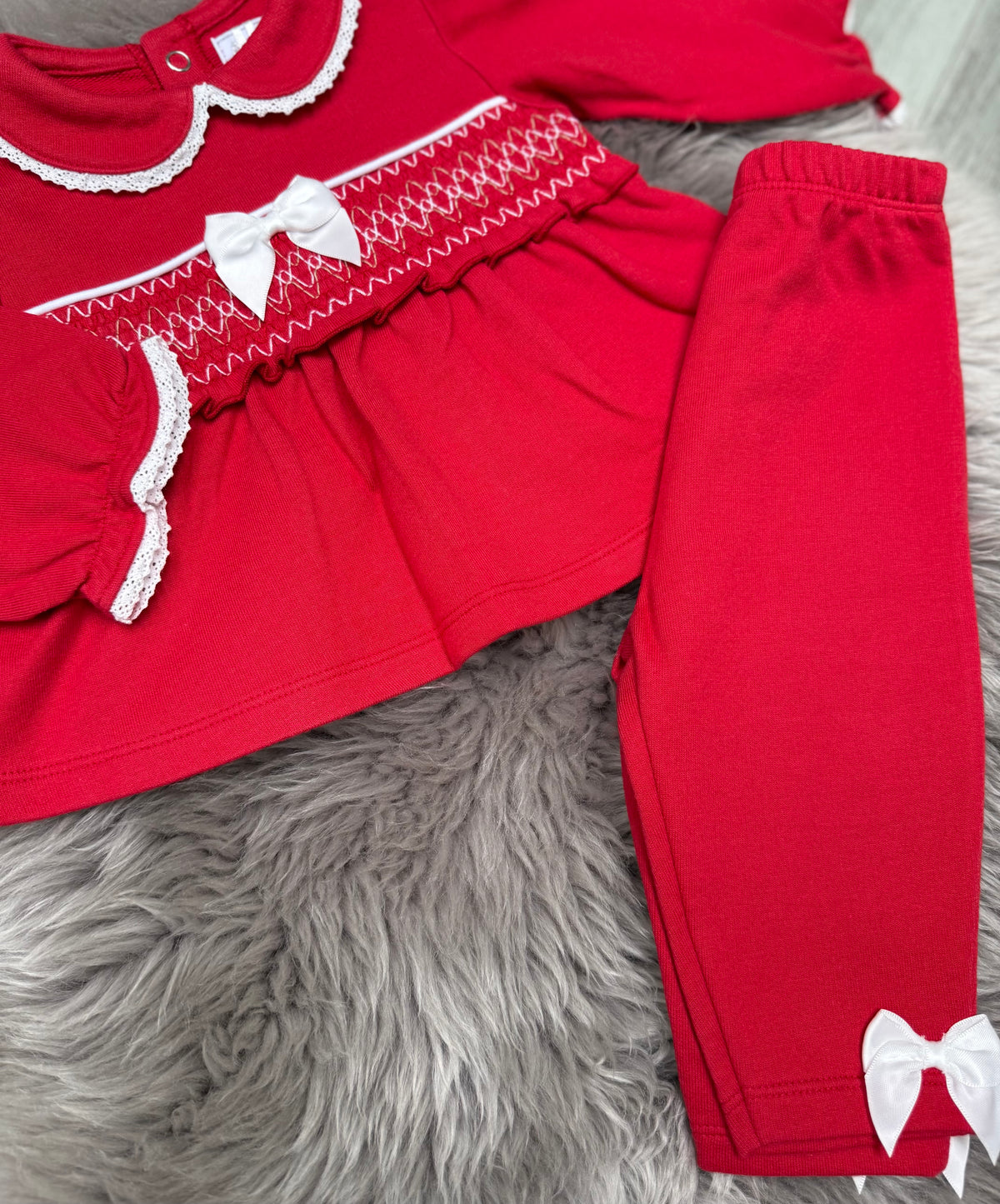 Red Smock Bow Girlie Set