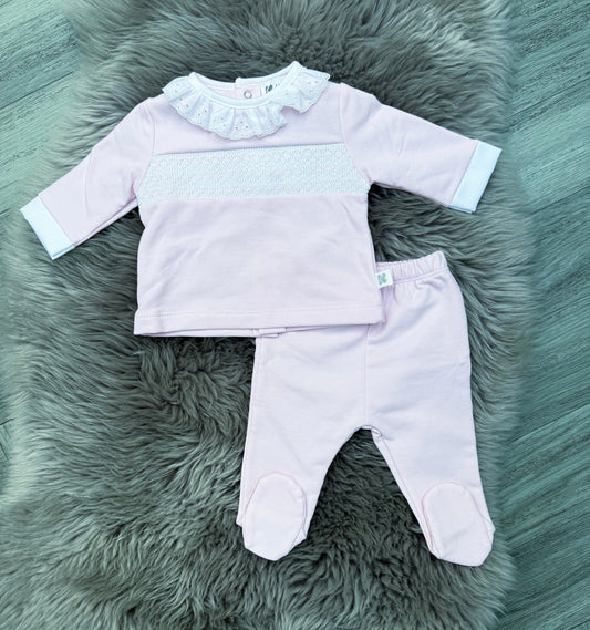 Pink & White Smock 2 Piece