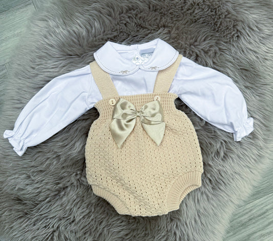 Beige Bow Romper