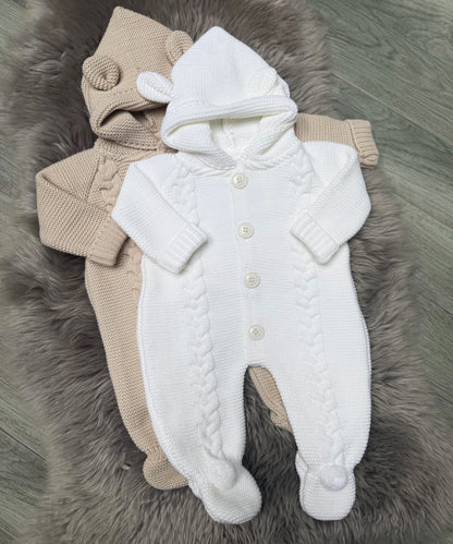 Beige Cable Knit Romper