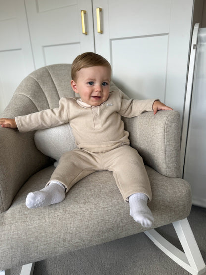 Beige Knit Polo Set