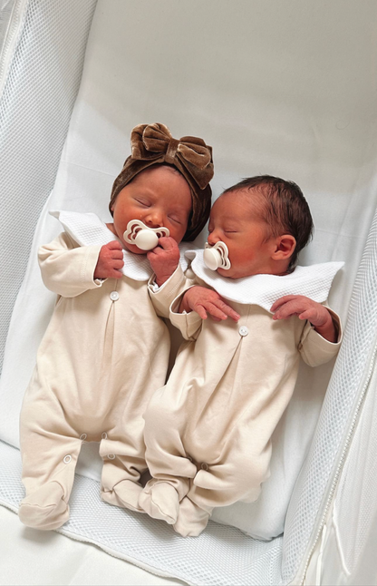 Beige Collar Cotton Romper