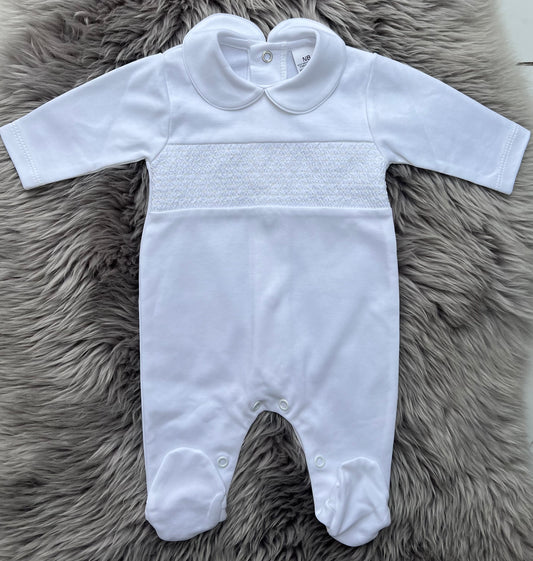 Smock White Babygrow