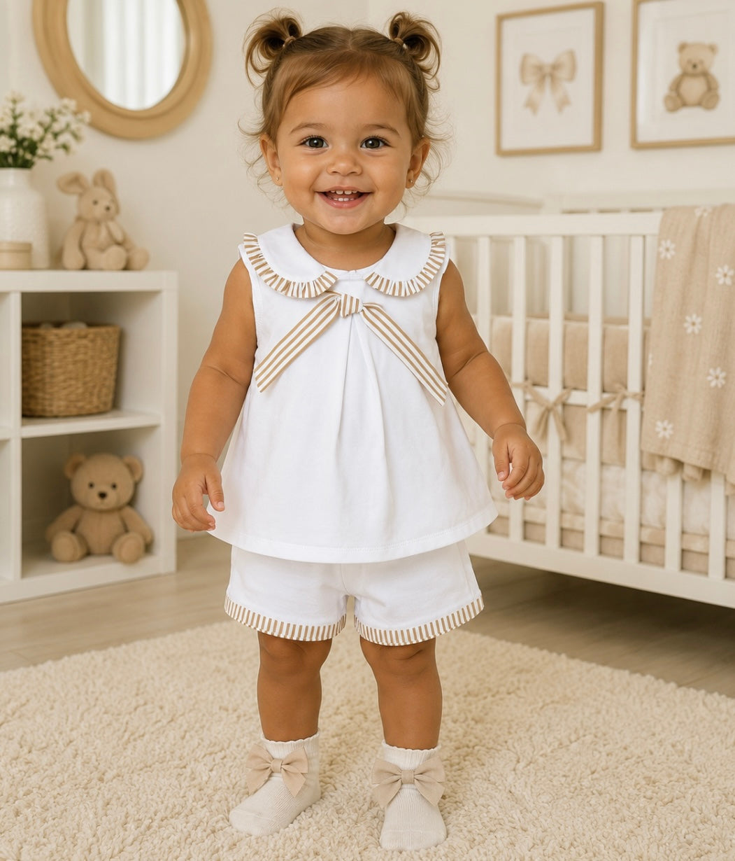 White & Beige Short Set