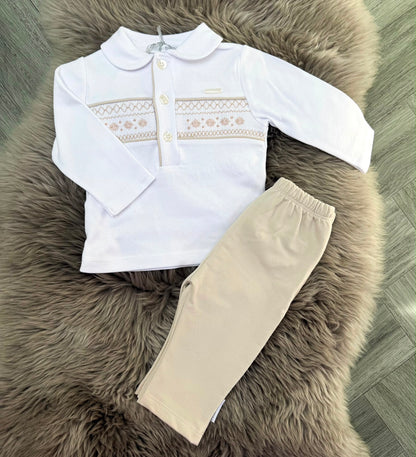 Ralphy Beige Smock Cotton Set