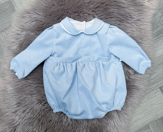 Blue & White Trim Romper