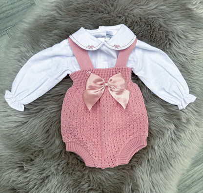 Dusty Pink Bow Romper
