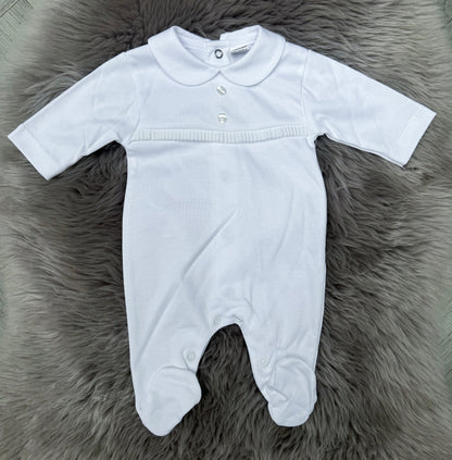 White Ribbon Cotton Babygrow