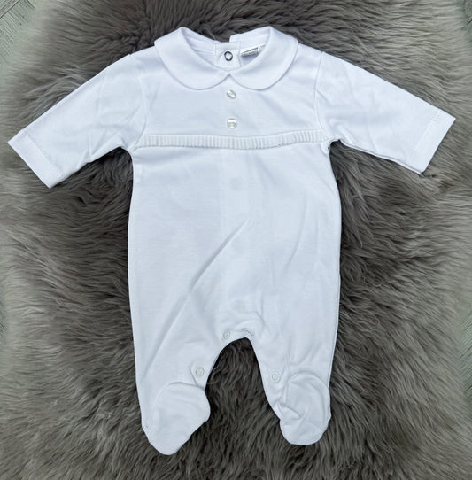White Ribbon Cotton Babygrow