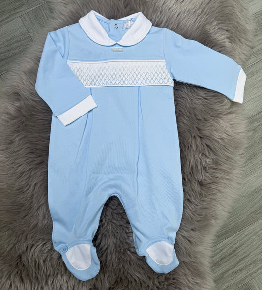 Smock Blue Babygrow