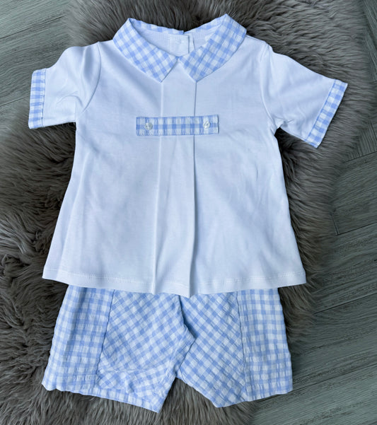 White & Blue Check 2 Piece
