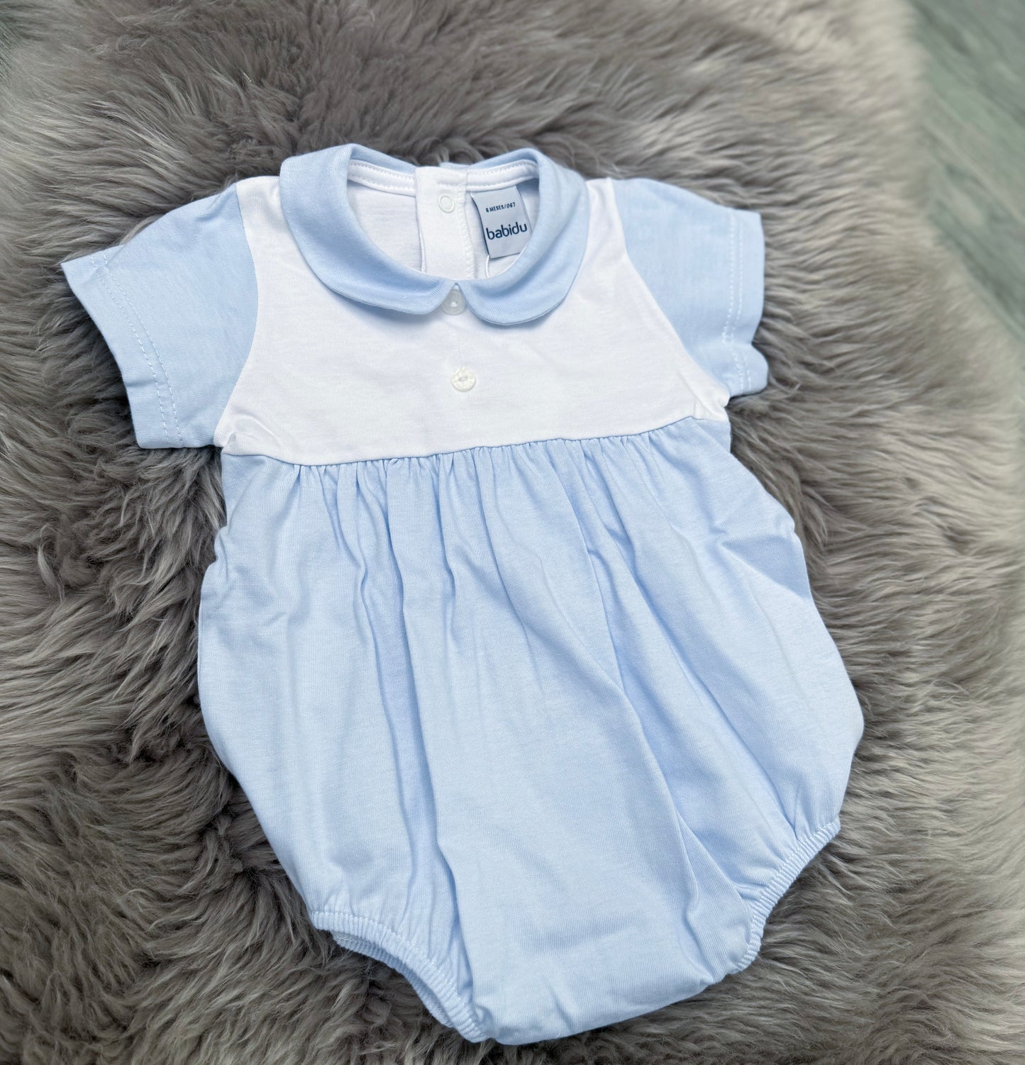 Blue & white romper