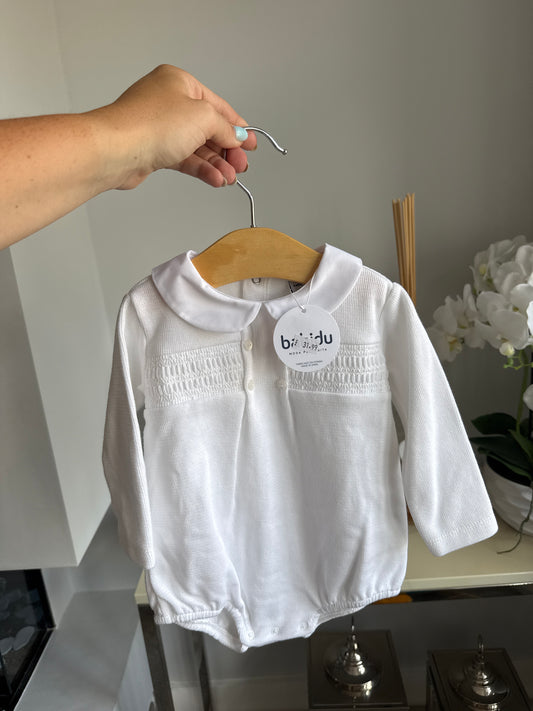 Brand new 9m white Babidu romper