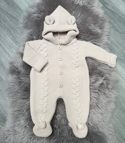Beige Cable Knit Romper