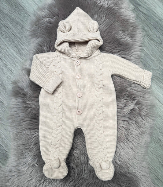 Beige Cable Knit Romper