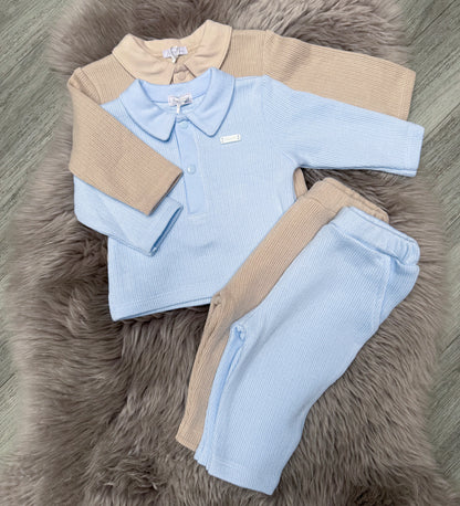Beige Knit Polo Set