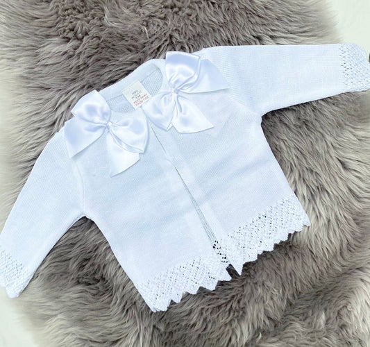 White Bow Cardigan