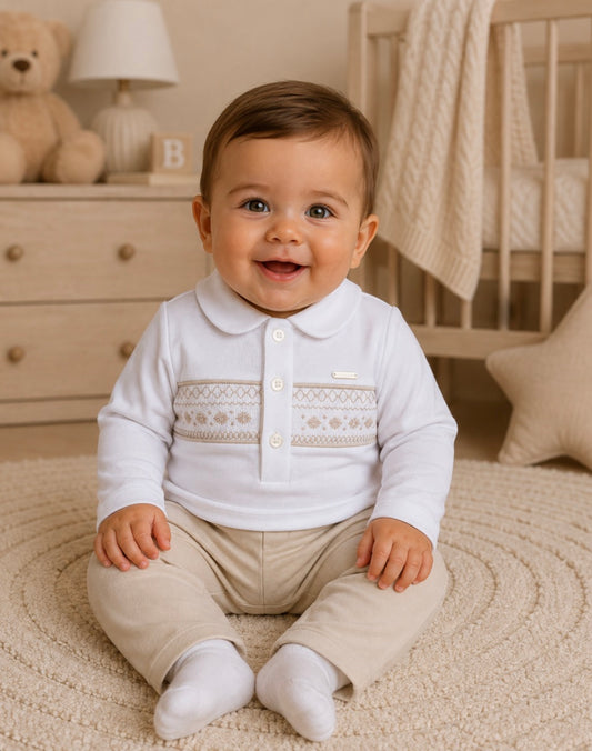 Ralphy Beige Smock Cotton Set