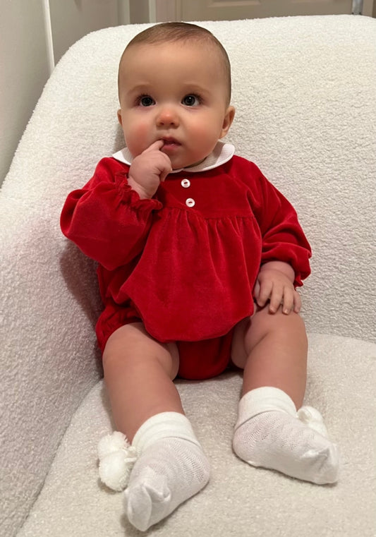 Red Velour Romper