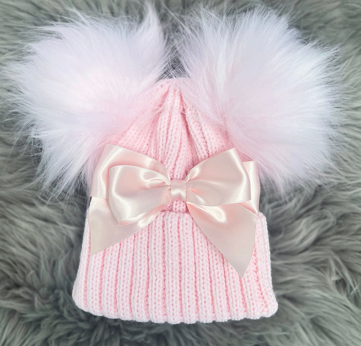 Bow Double Pompom Hat