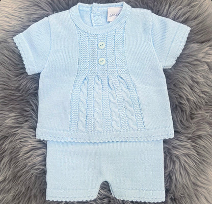 Blue Cable Knit 2 Piece